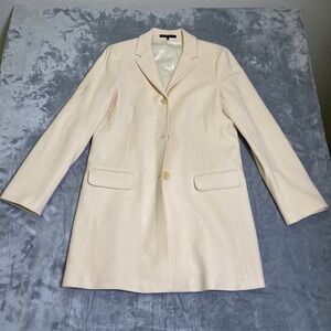Theory‎ Women's Cream Long Jacket Wool Jacket Size L